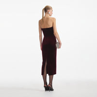 Bordeaux Velvet Midi Dress