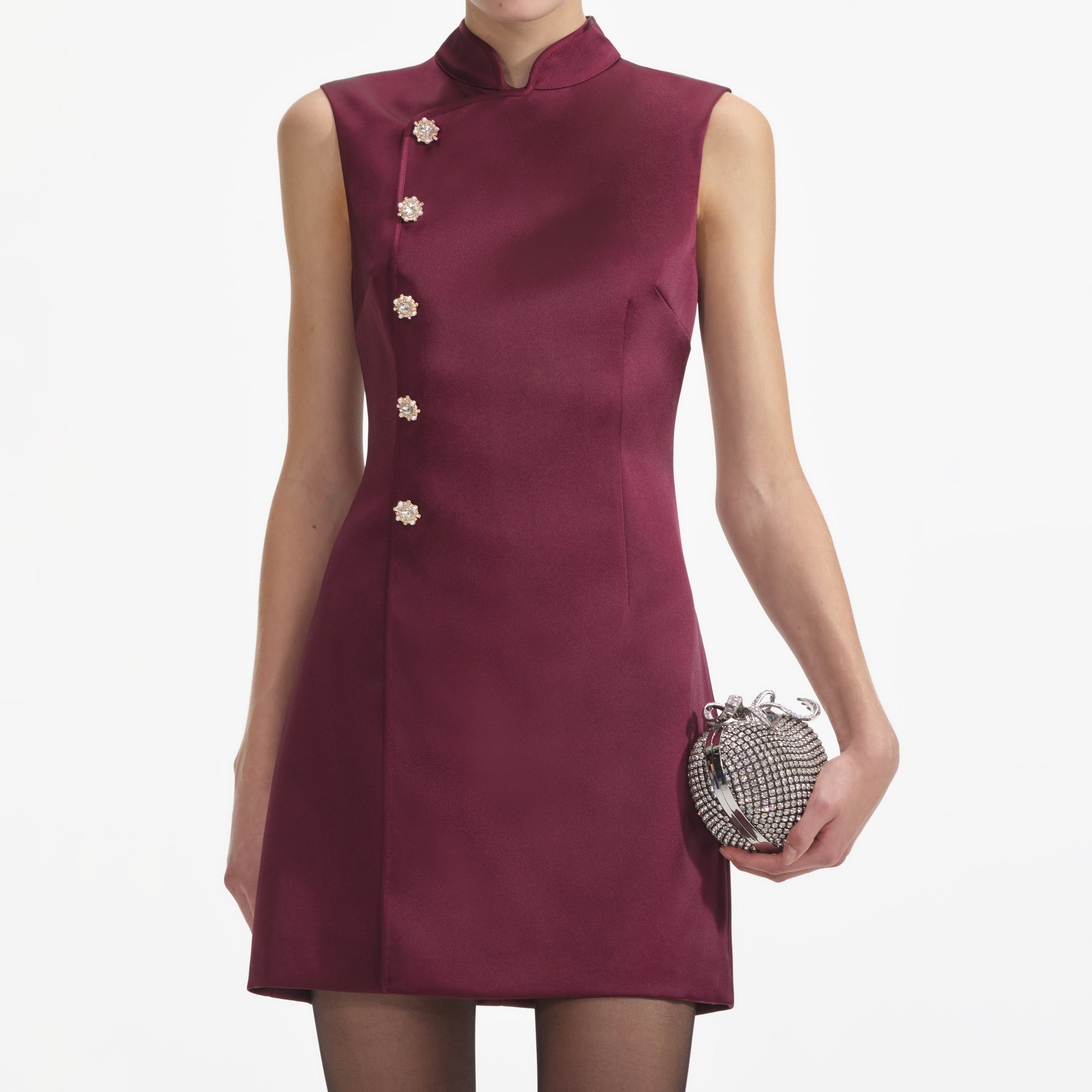 Burgundy Satin Mini Dress