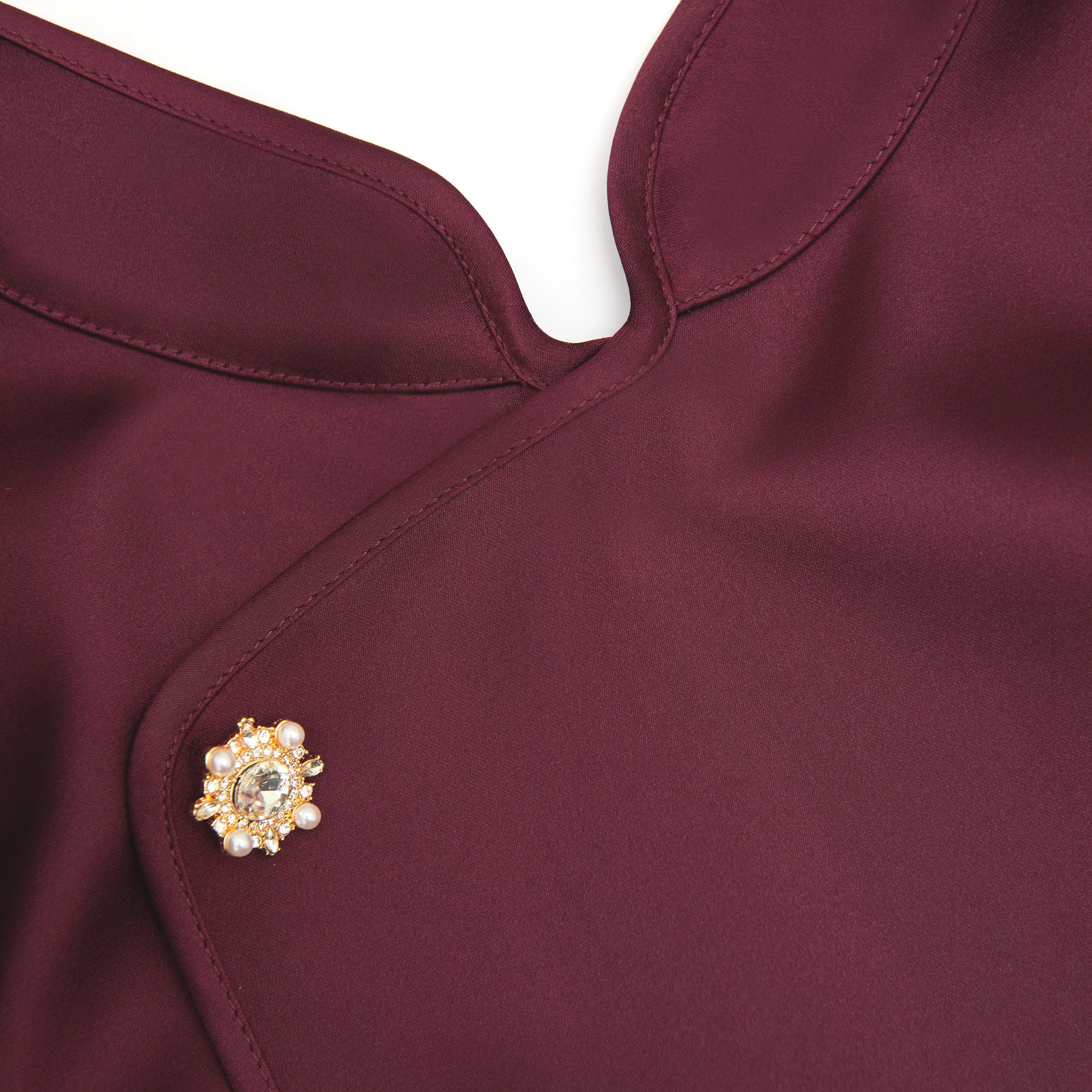 Burgundy Satin Mini Dress