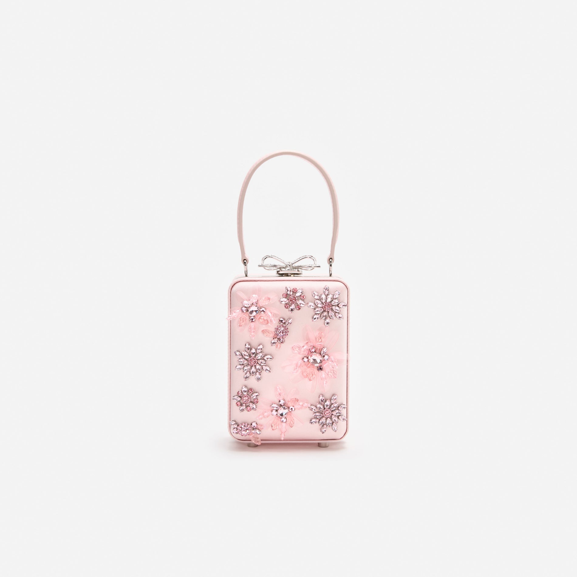Pink Satin Floral Beaded Micro Bag