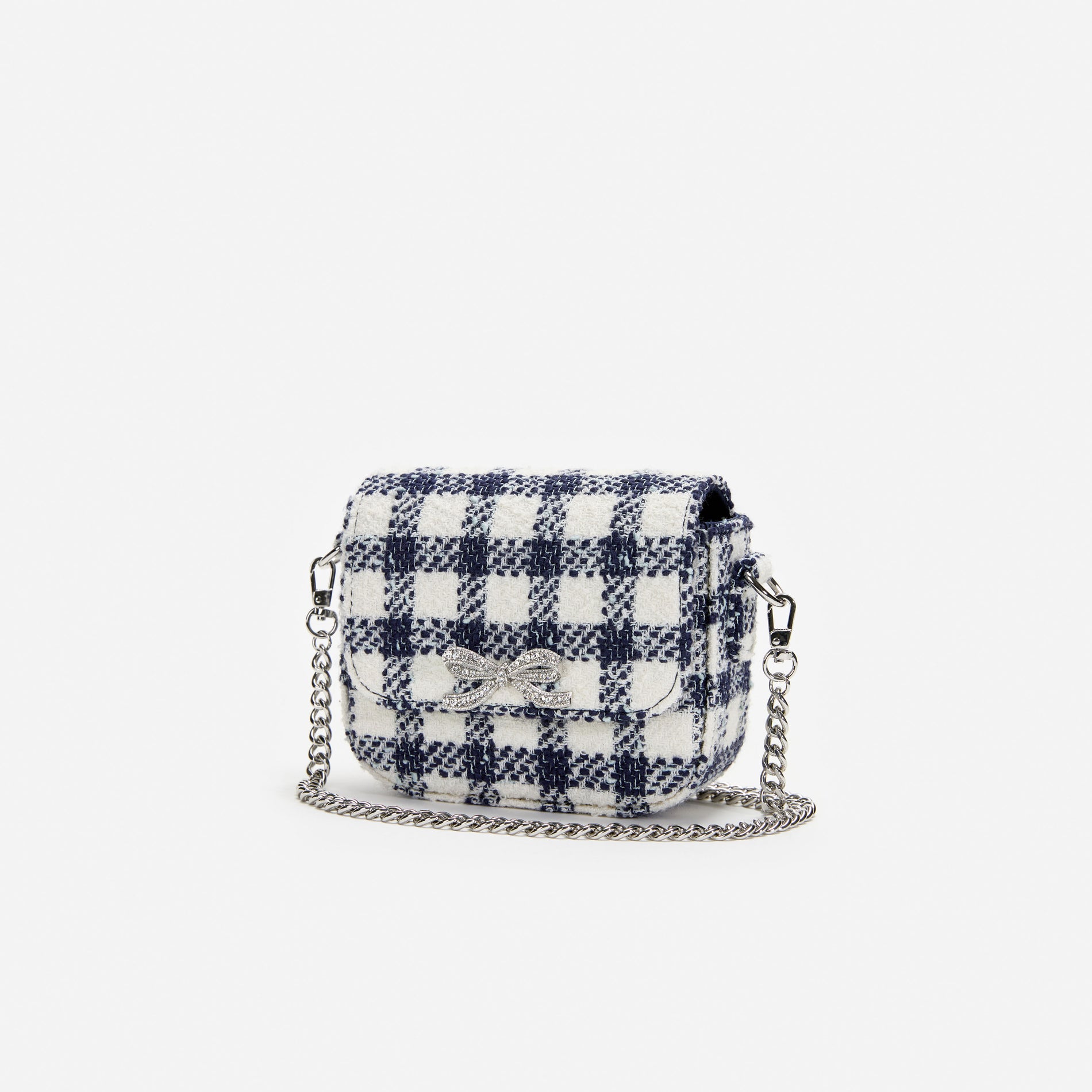 Navy Check Boucle Bag