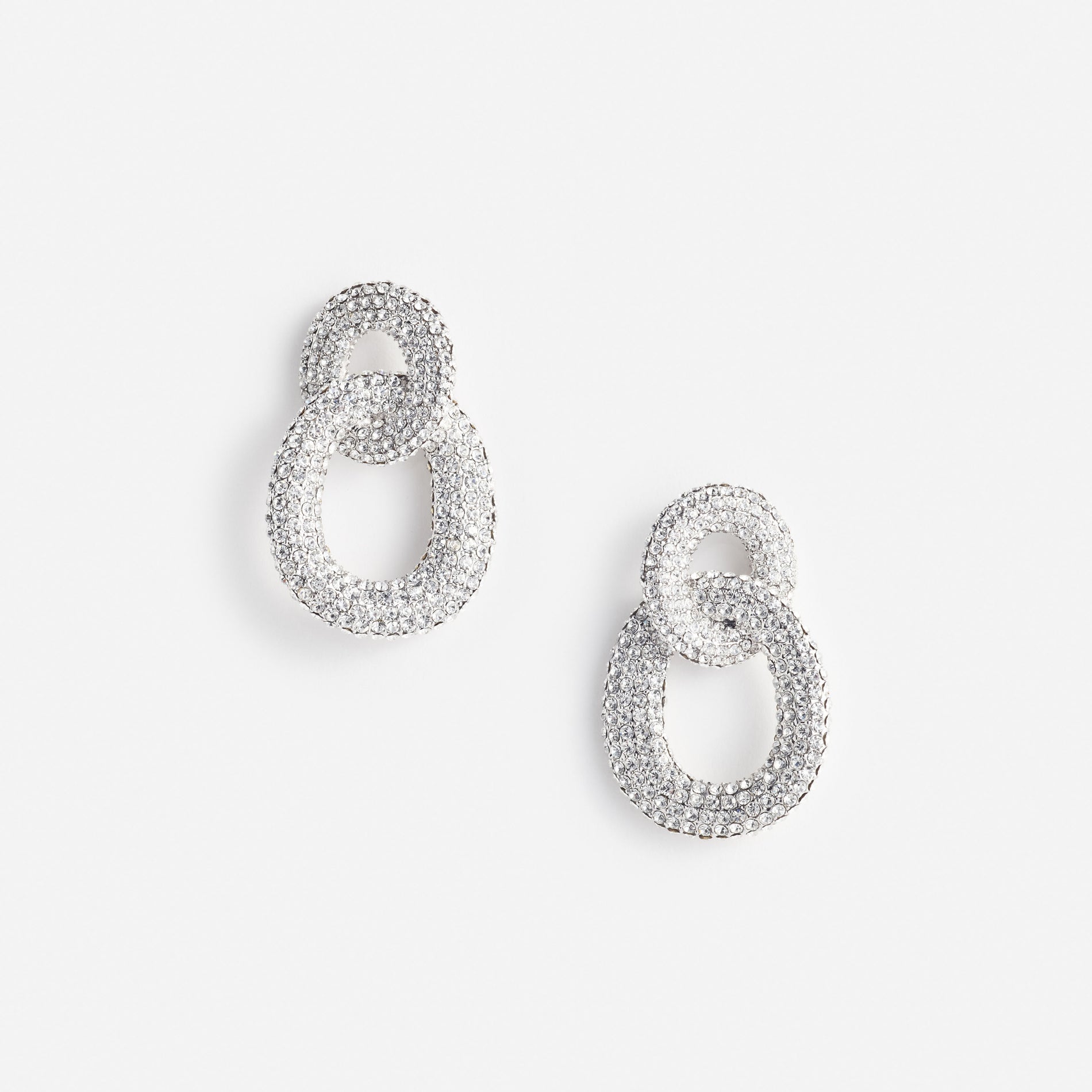 Silver Crystal Link Earrings