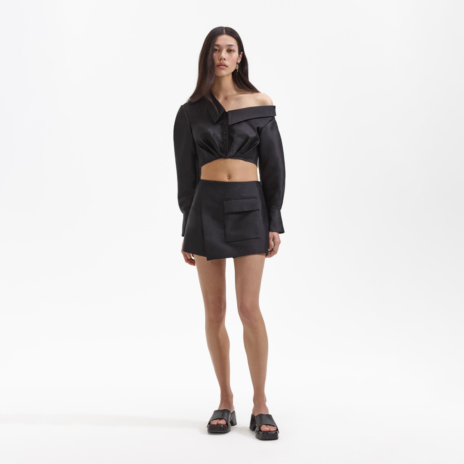 Womens Self-Portrait black Faux Leather Quilted Shorts