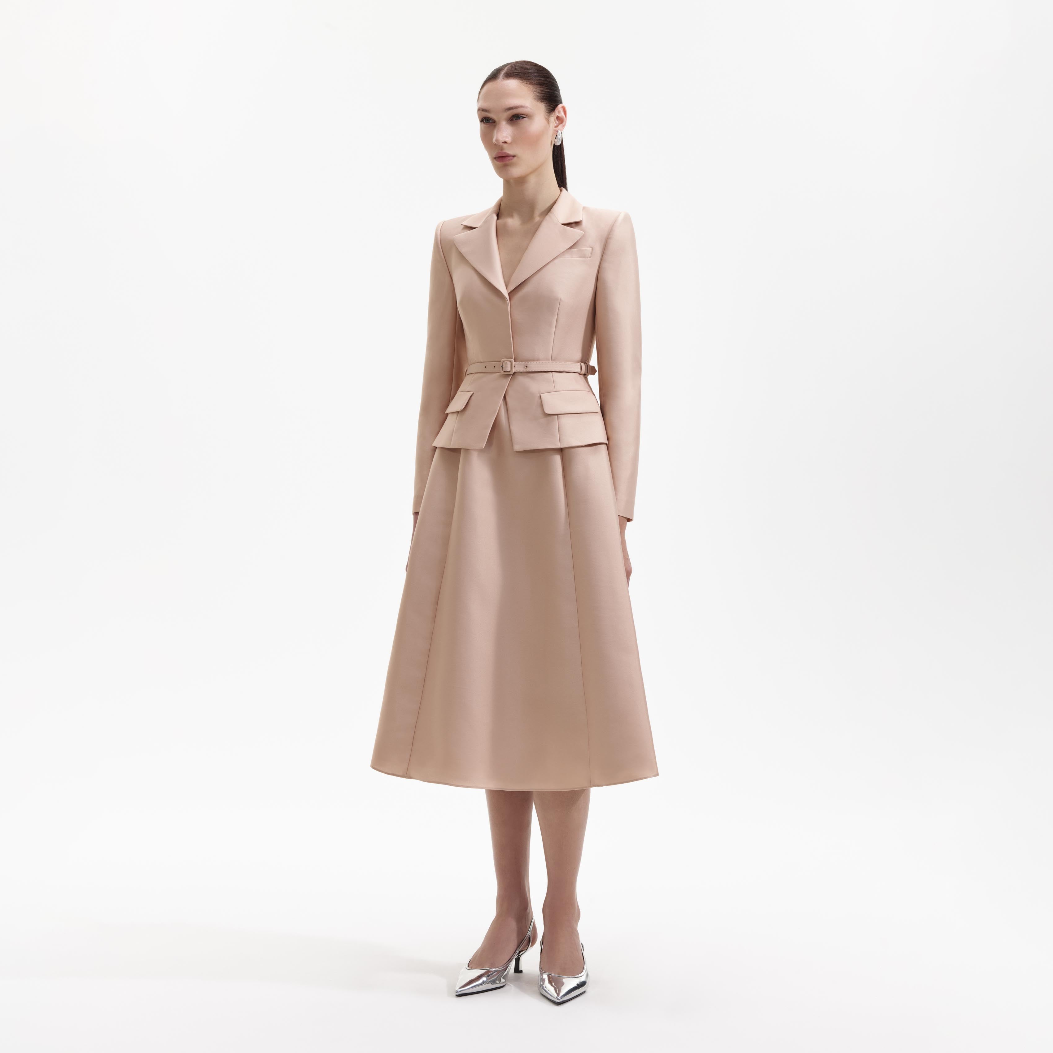 Tailored Taffeta Midi Dress