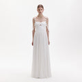 White Chiffon Flower Maxi Dress