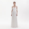 White Chiffon Flower Maxi Dress
