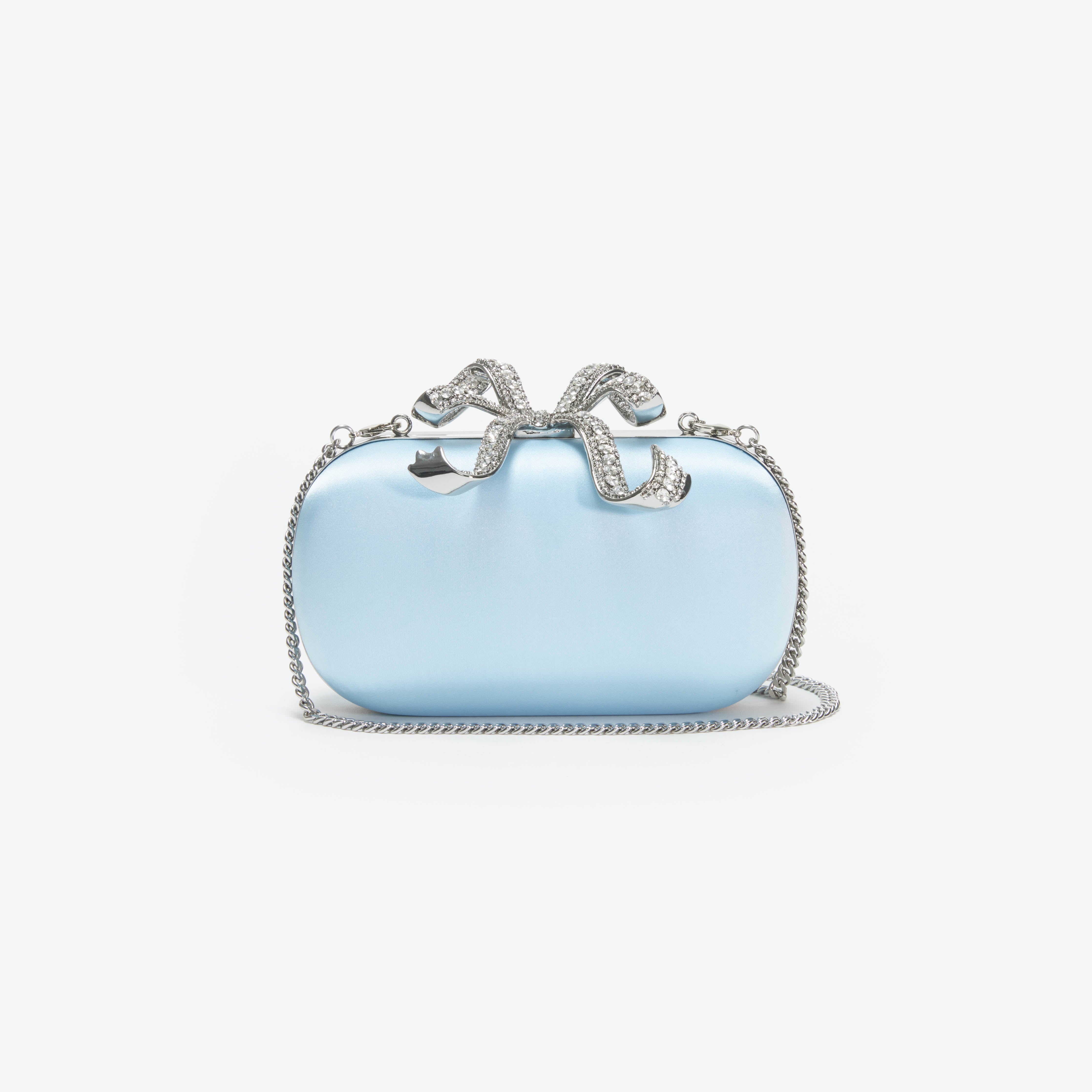 Blue Satin Bow Clutch self portrait