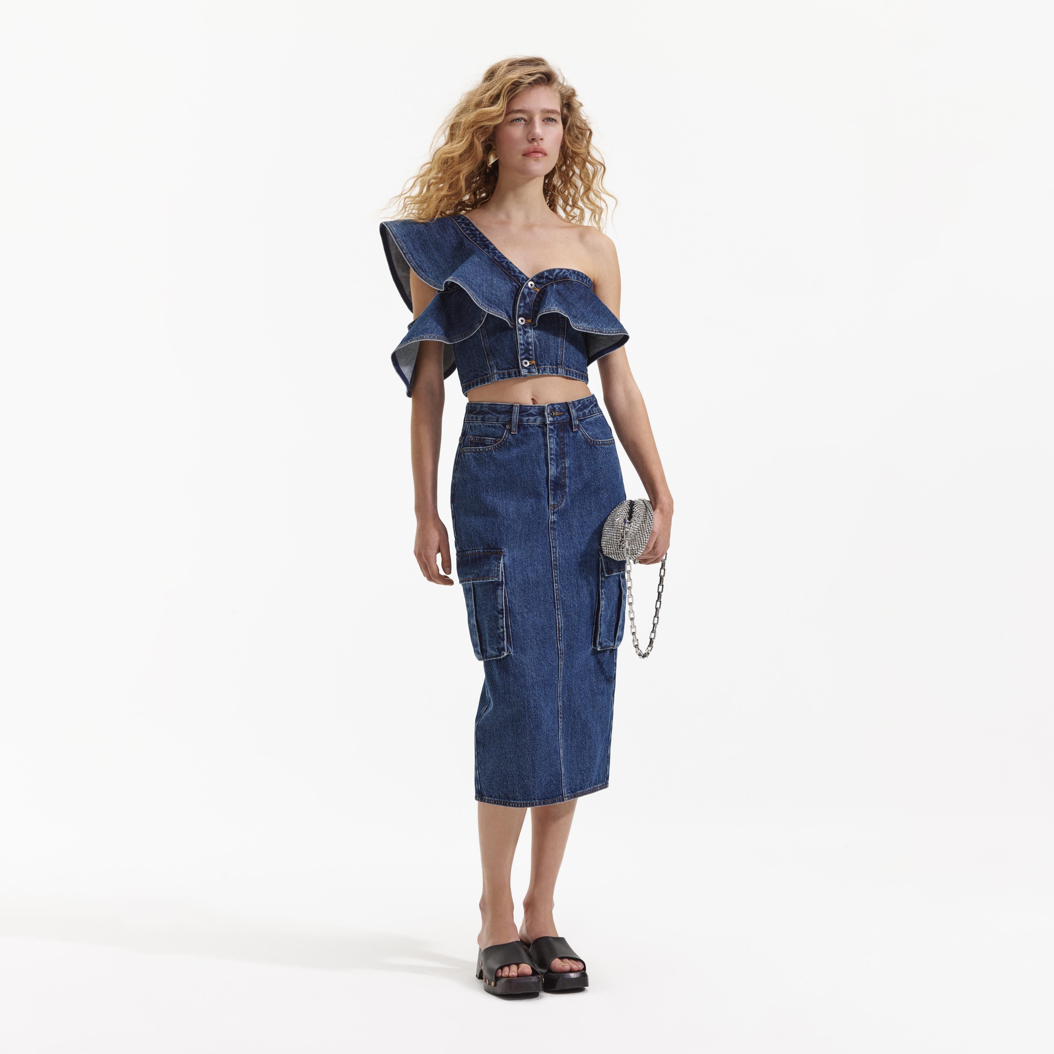 Self portrait hot sale denim skirt