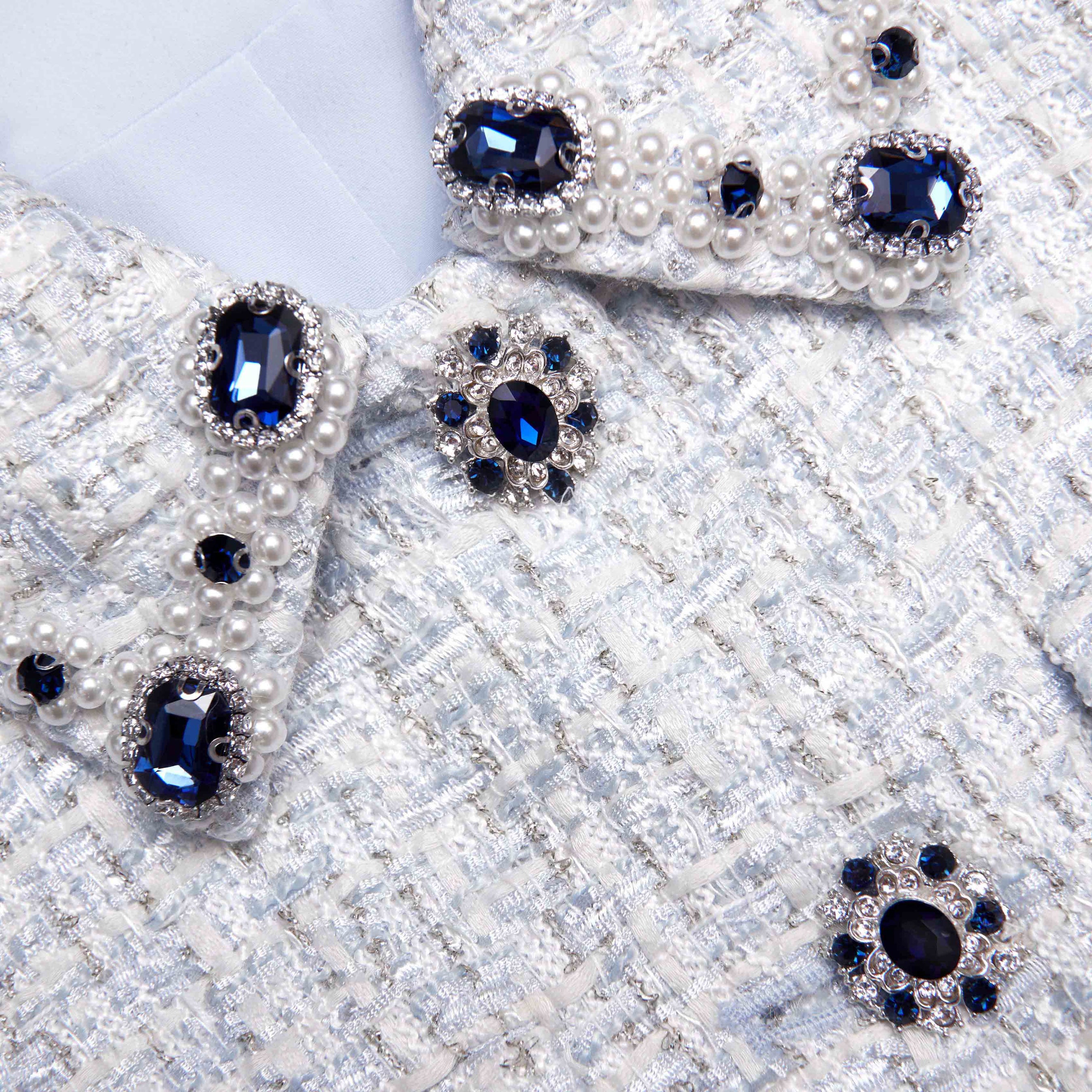 Blue Boucle Mini Dress