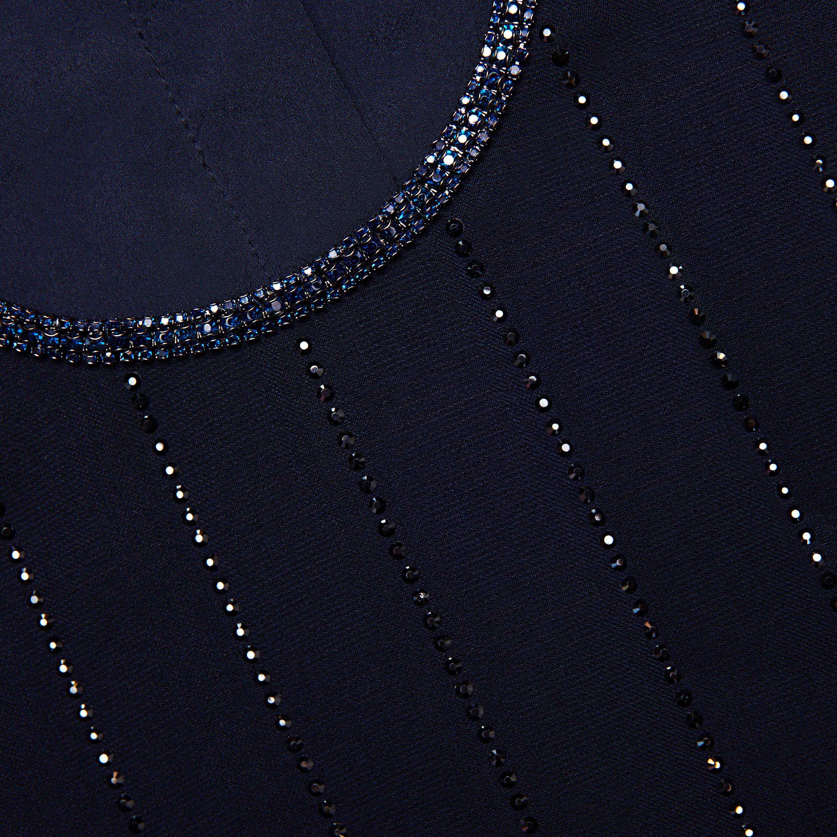 Navy Rhinestone Pinstripe Top