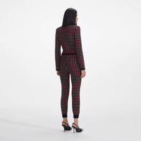 Black And Red Check Cardigan