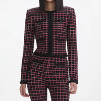 Black And Red Check Knit Leggings