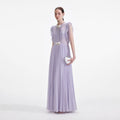 Lilac Chiffon Ruffle Maxi Dress
