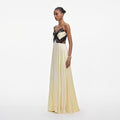 Yellow Satin Lace Maxi Dress