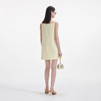 Yellow Crepe Flower Mini Dress