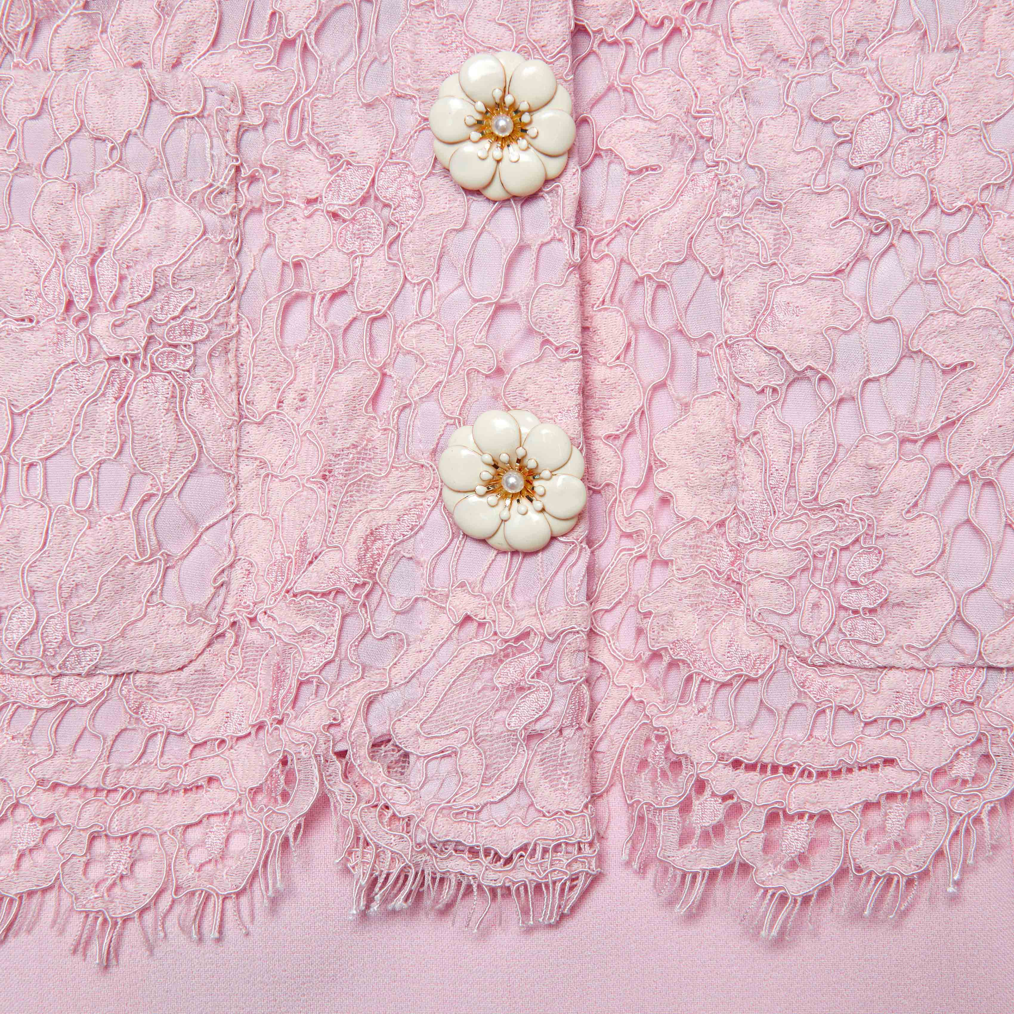 Pink Tailored Lace Midi Dress