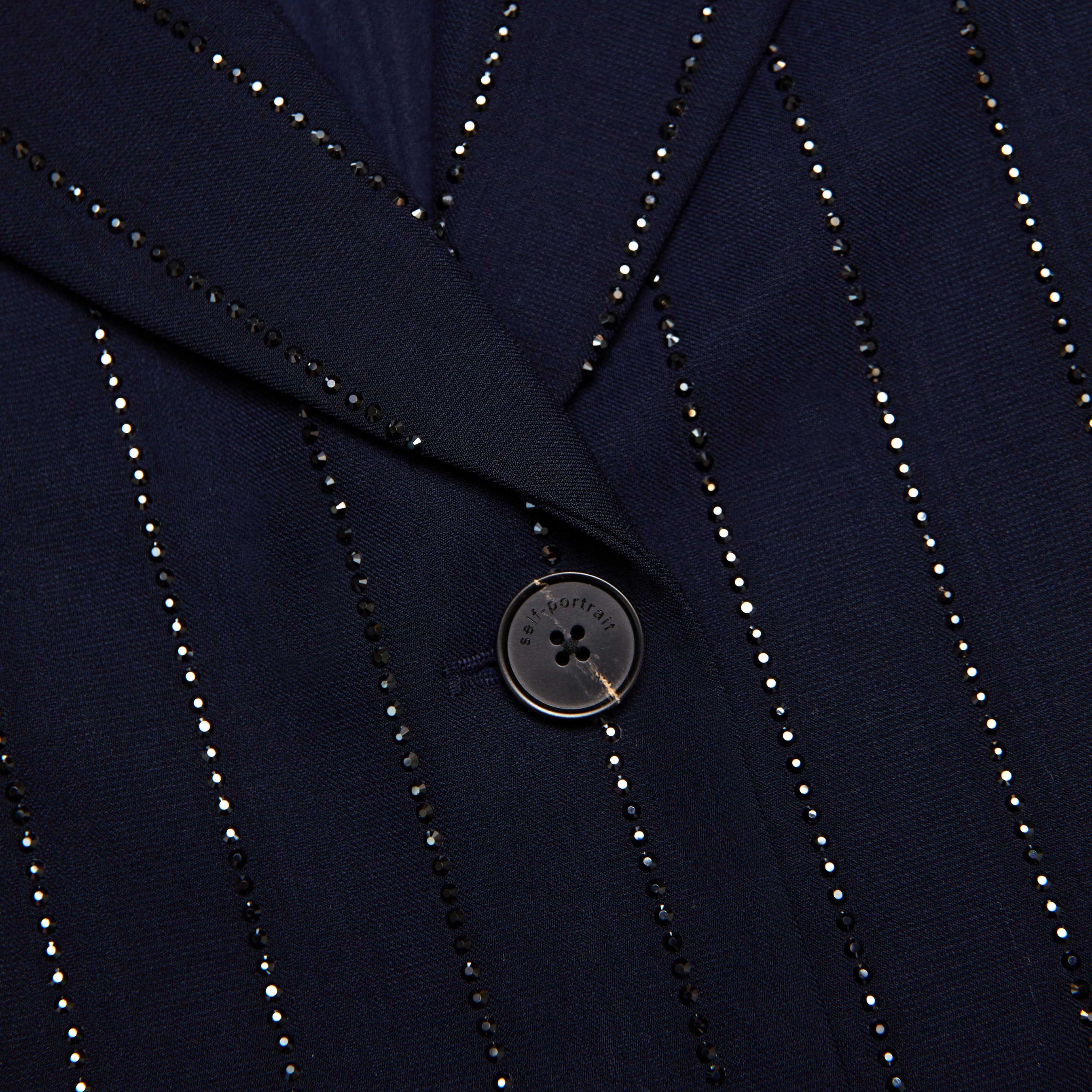 Navy Rhinestone Pinstripe Blazer