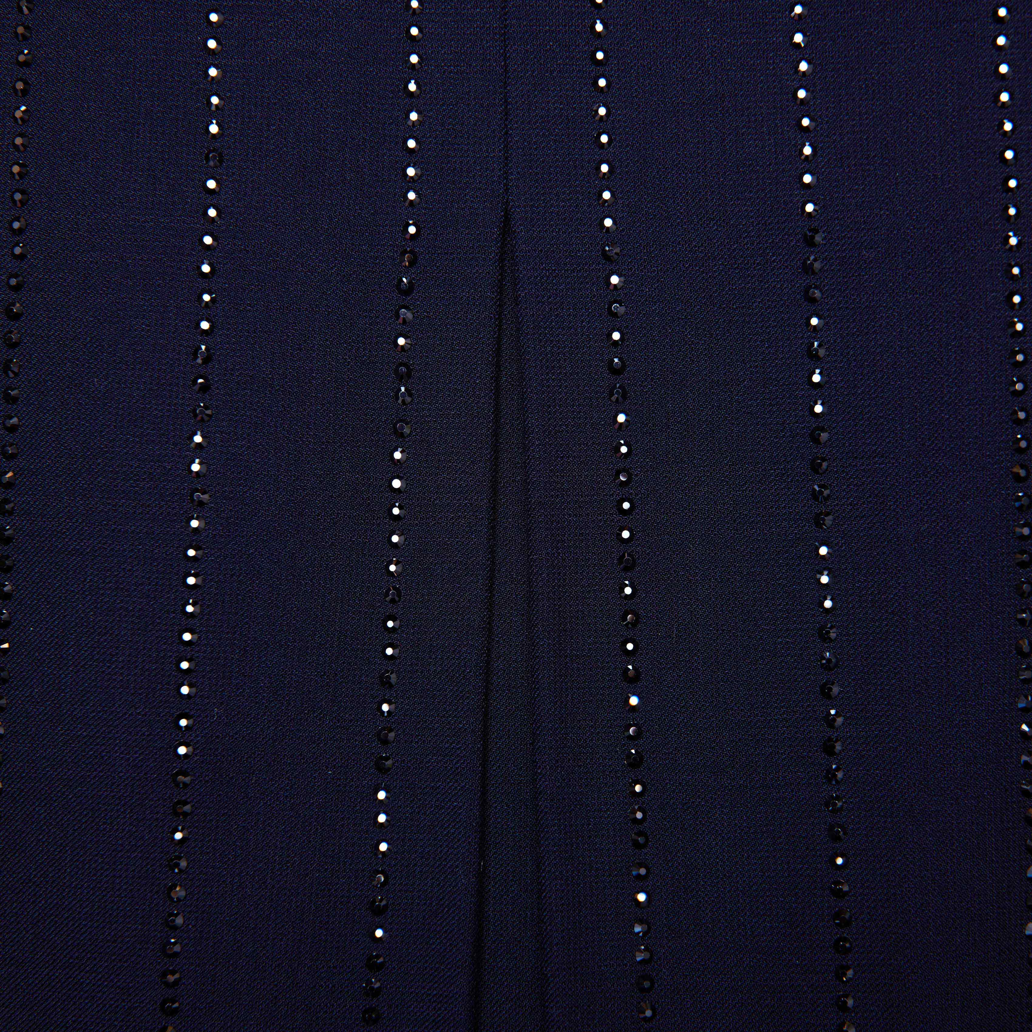 Navy Rhinestone Pinstripe Mini Skirt