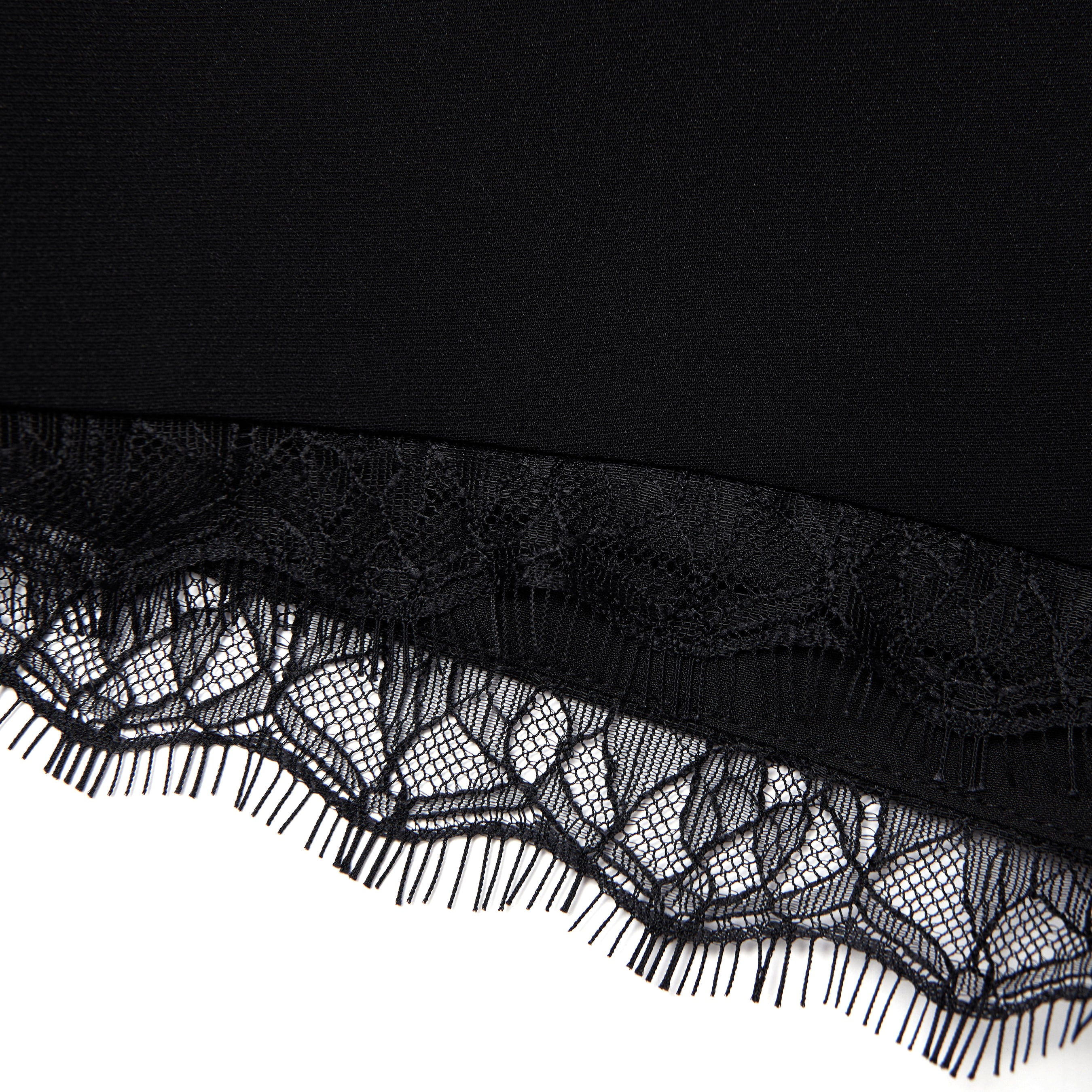 Black Stretch Crepe Lace Short