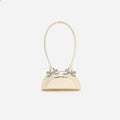 Cream Leather Curved Mini Shoulder Bag