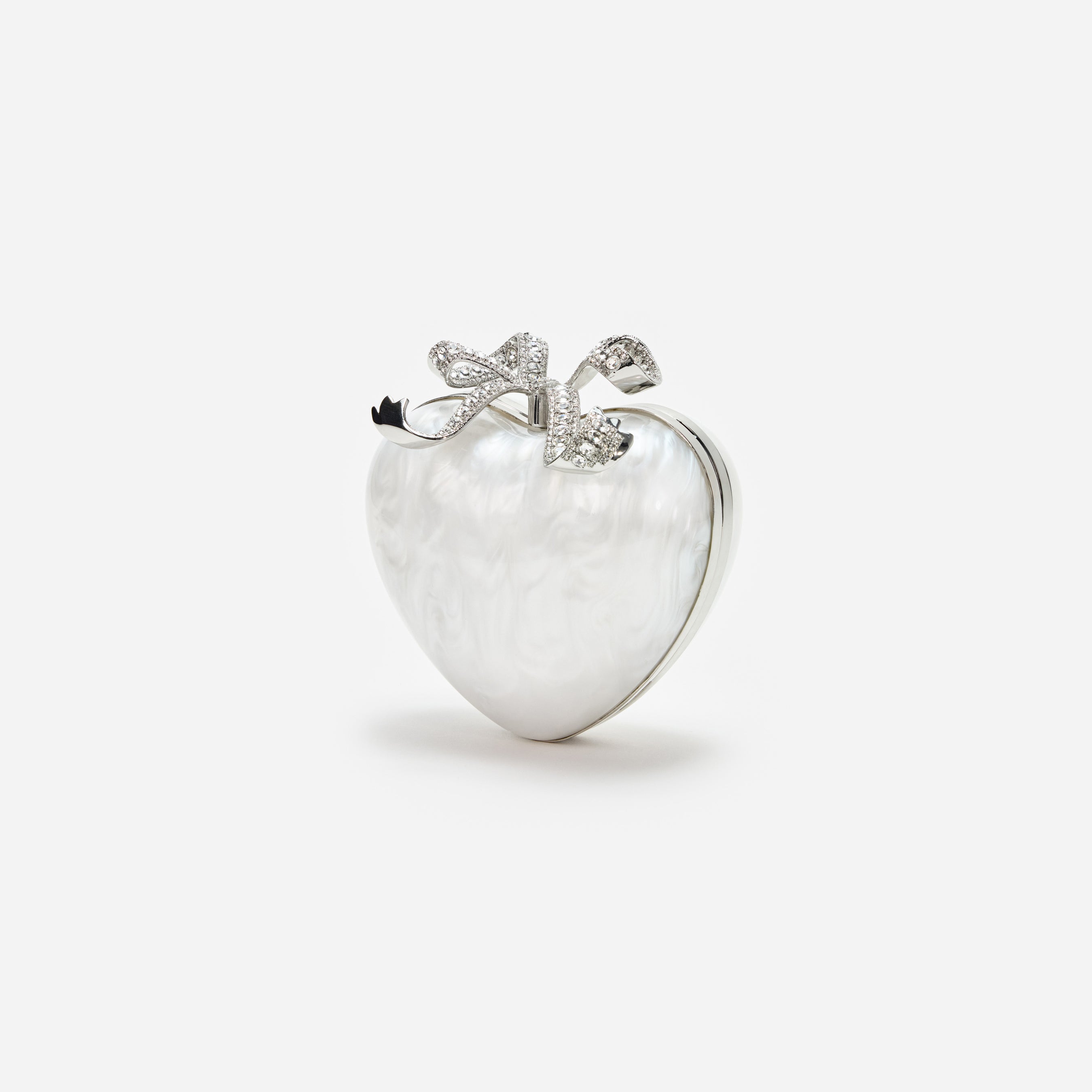 Pearl Top Handle Heart Clutch