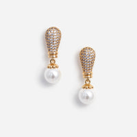 Gold Crystal Pearl Earrings