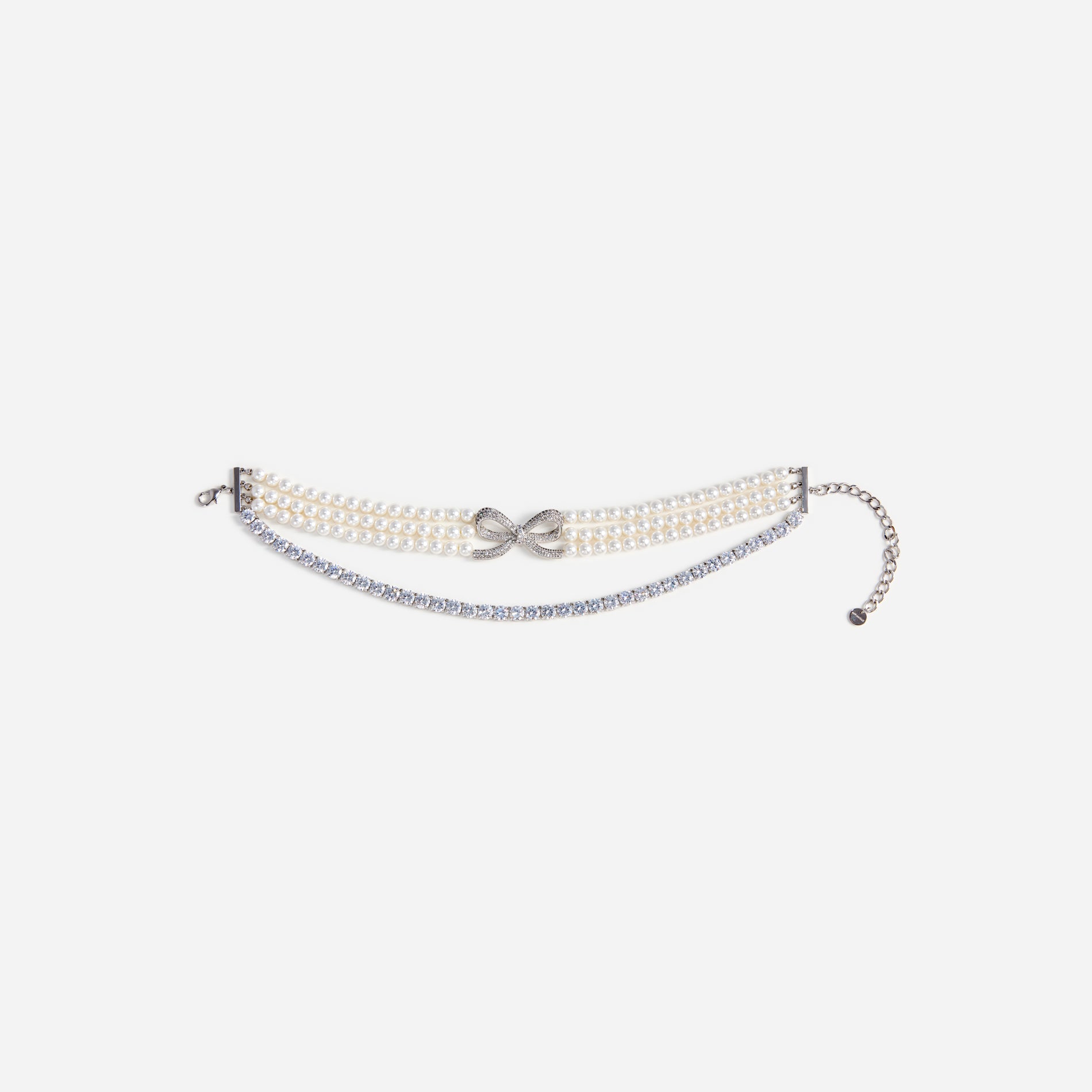 A photo of the Pearl Crystal Bow Choker