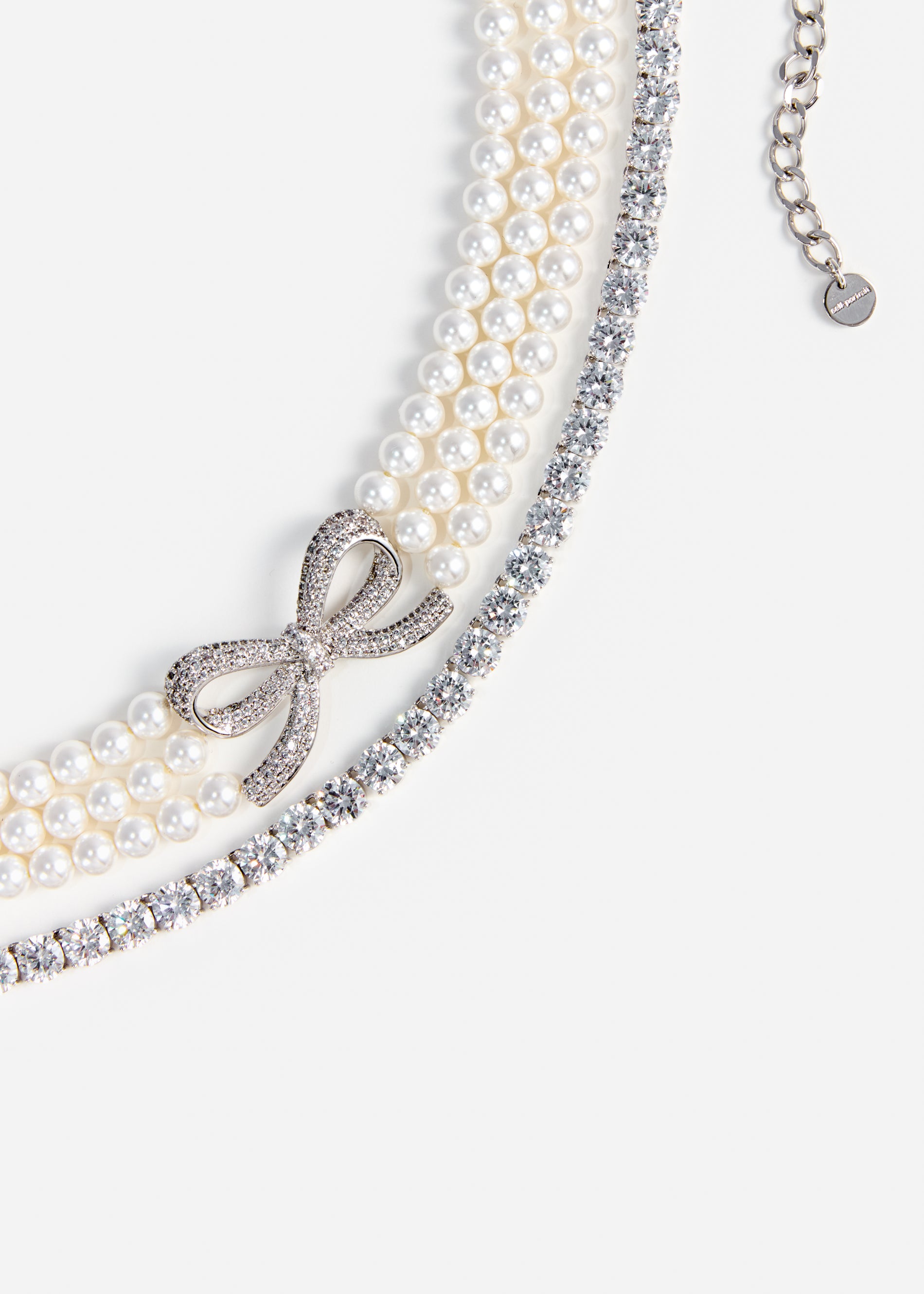 A photo of the Pearl Crystal Bow Choker