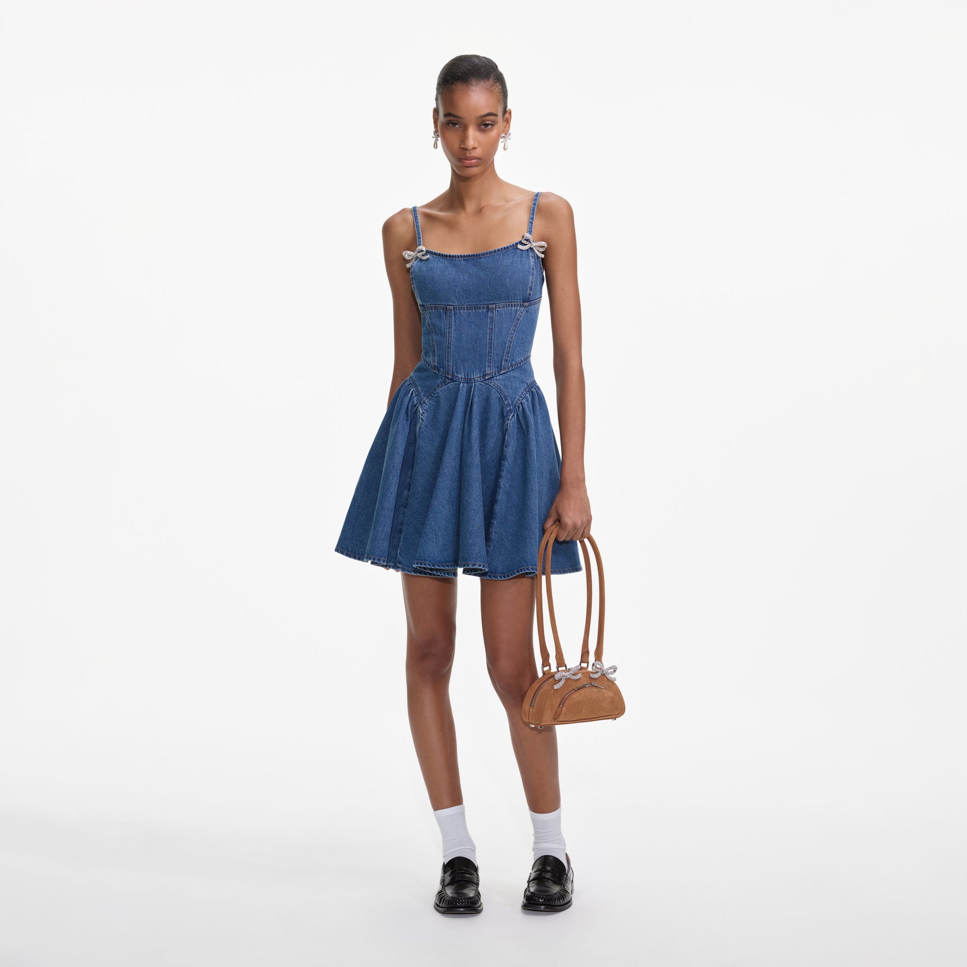 Lightweight Denim Flared Mini Dress