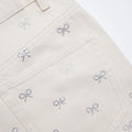 Cream Denim Diamante Bow Jeans