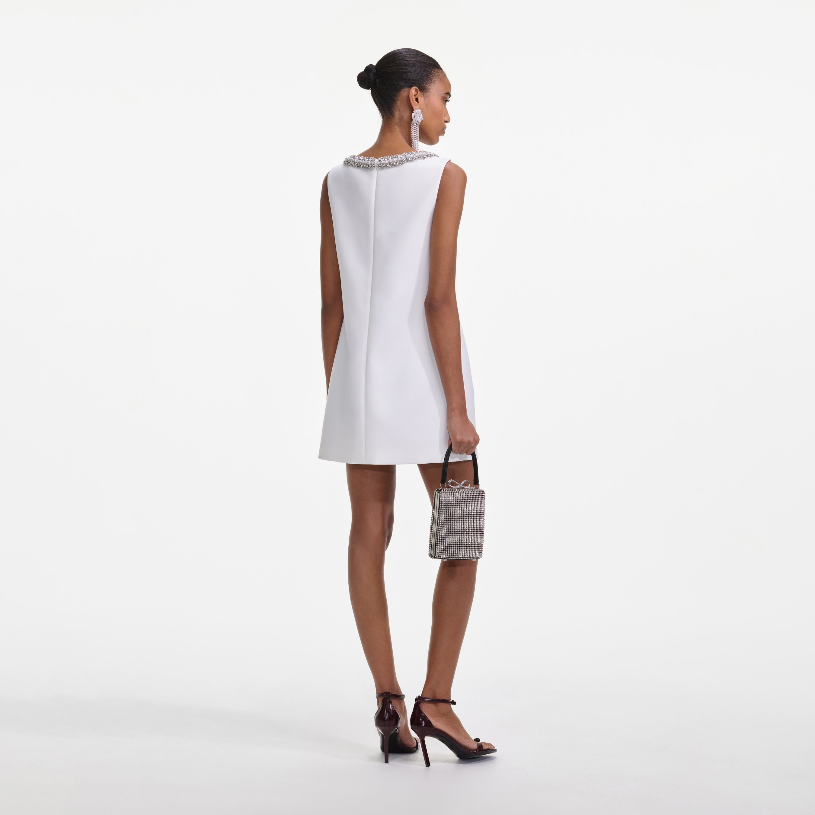 White Bonded Crepe Mini Dress