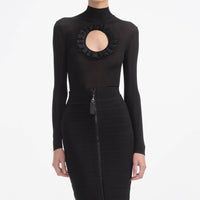 Black Knit Cut Out Bodysuit