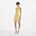 Yellow Knit Zip Ruffle Mini Dress