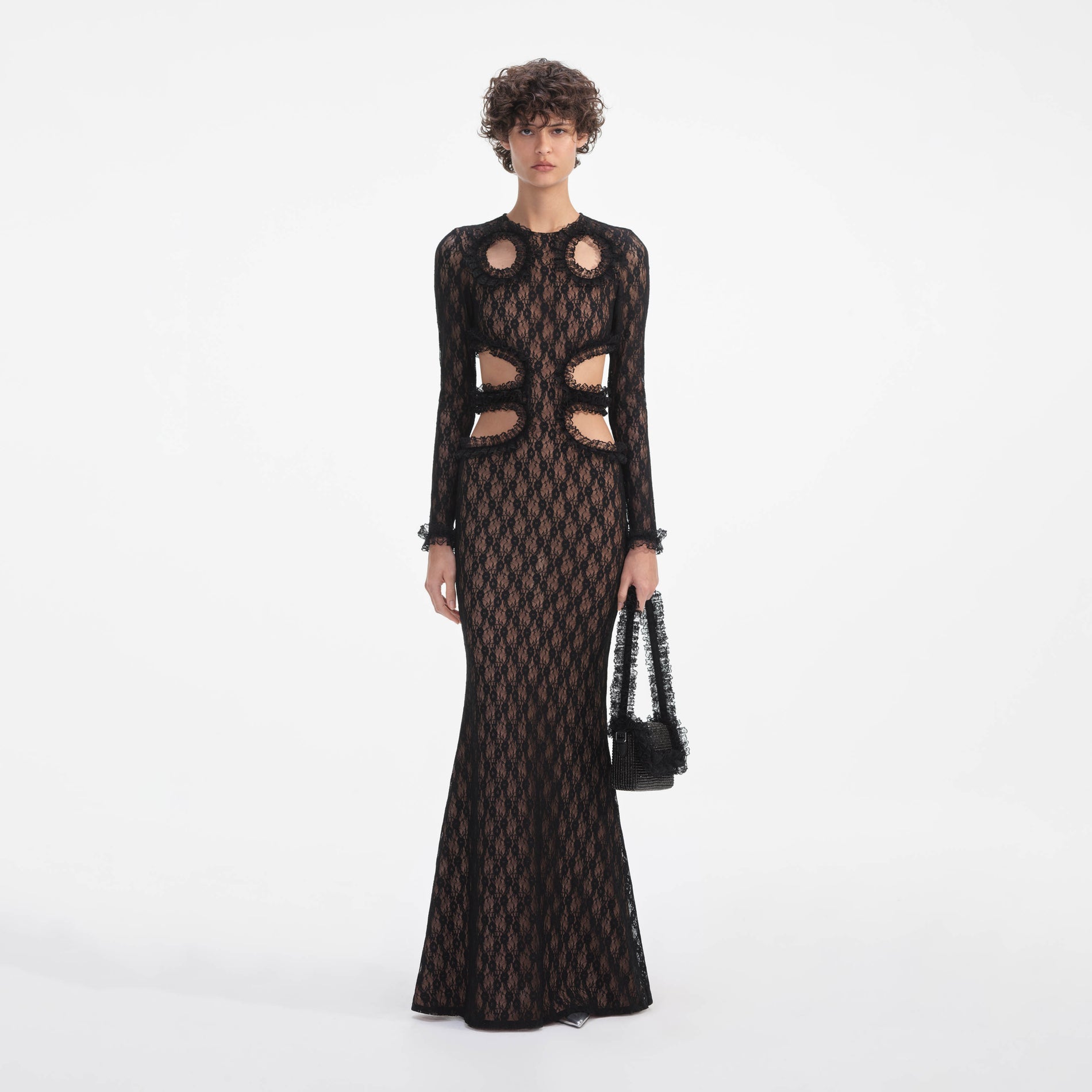 Black Lace Cut Out Maxi Dress