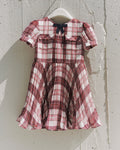 Burgundy Check Print Chiffon Dress