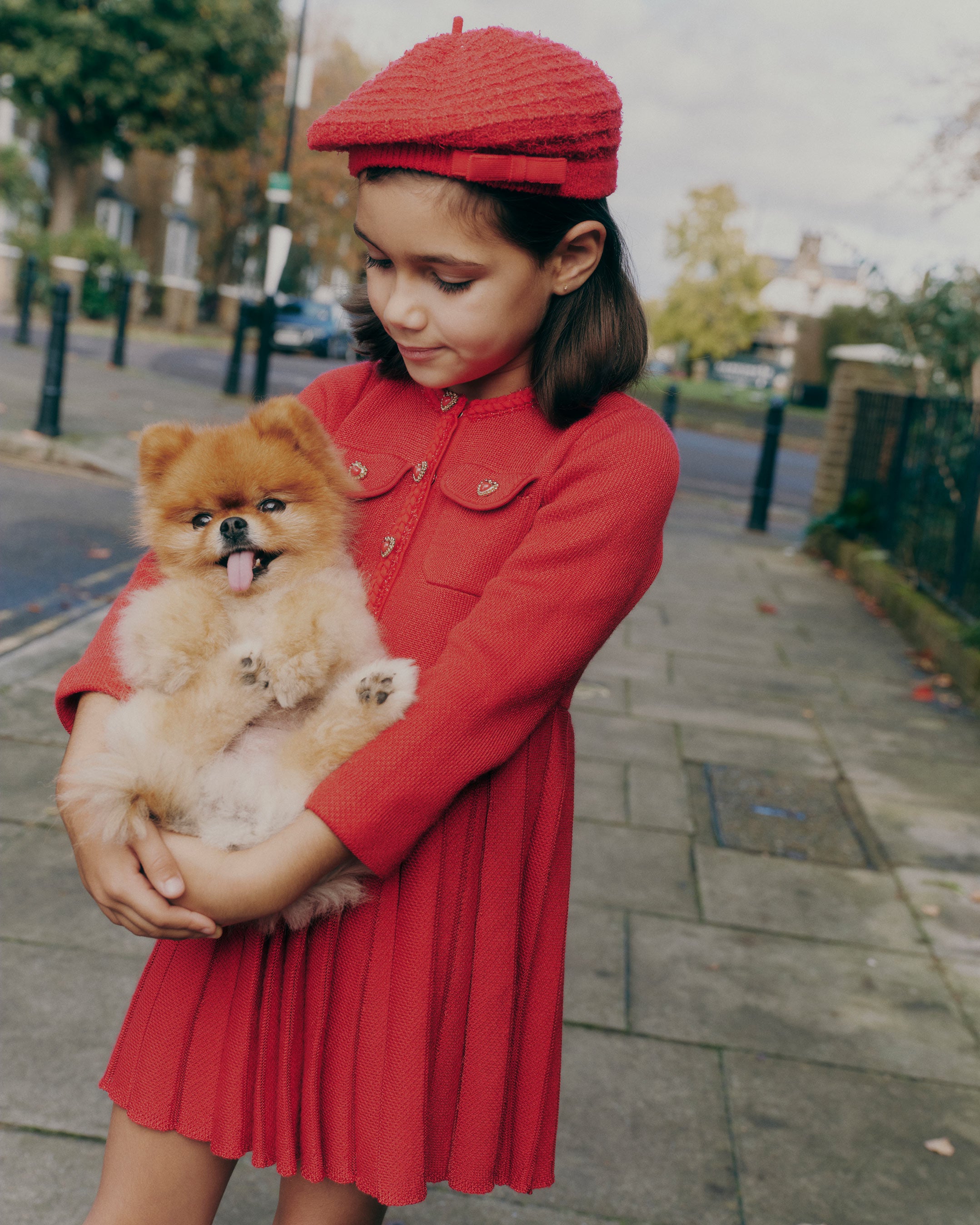 Red Knit Pleated Dress