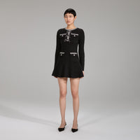 Black Melange Knit Mini Dress