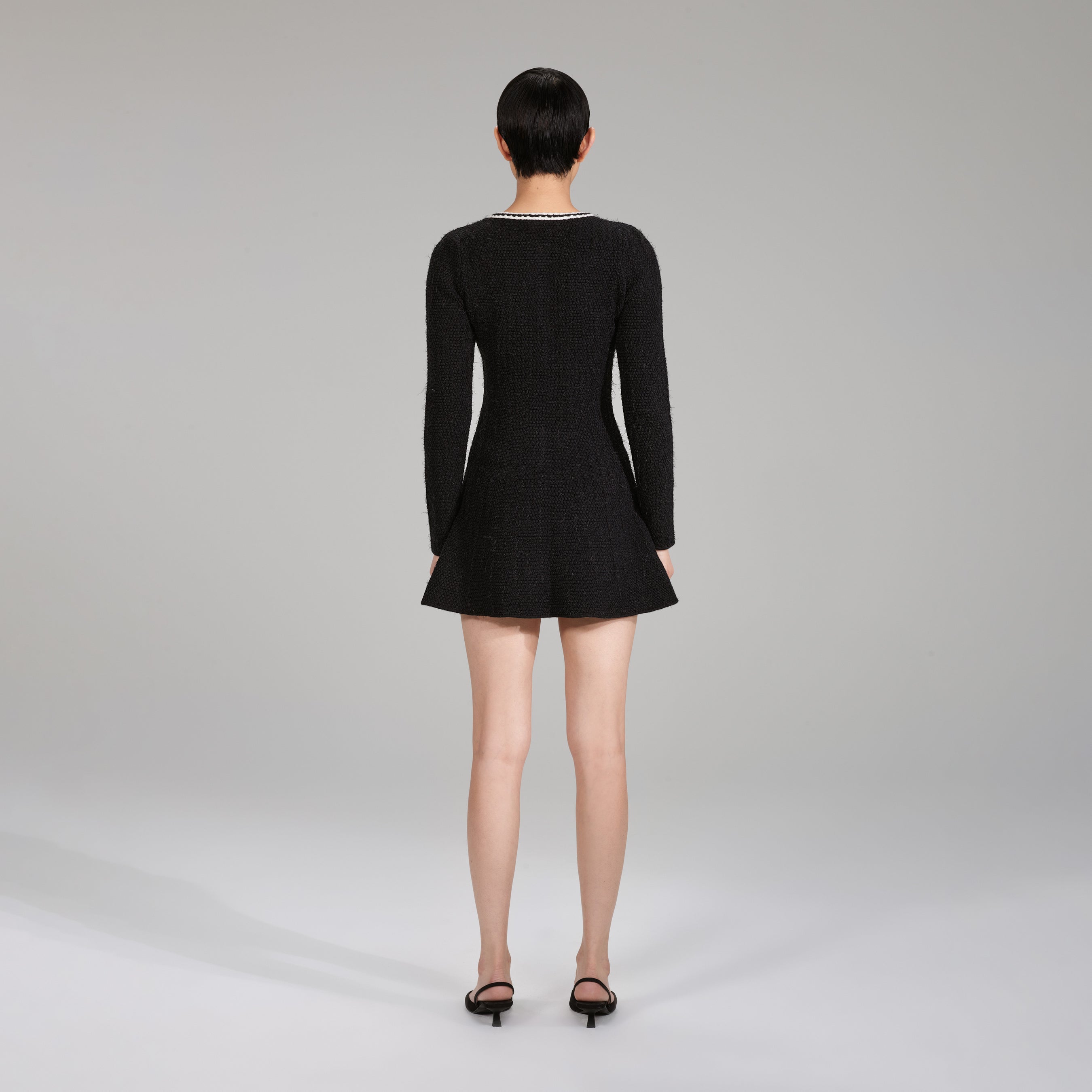 Black Melange Knit Mini Dress