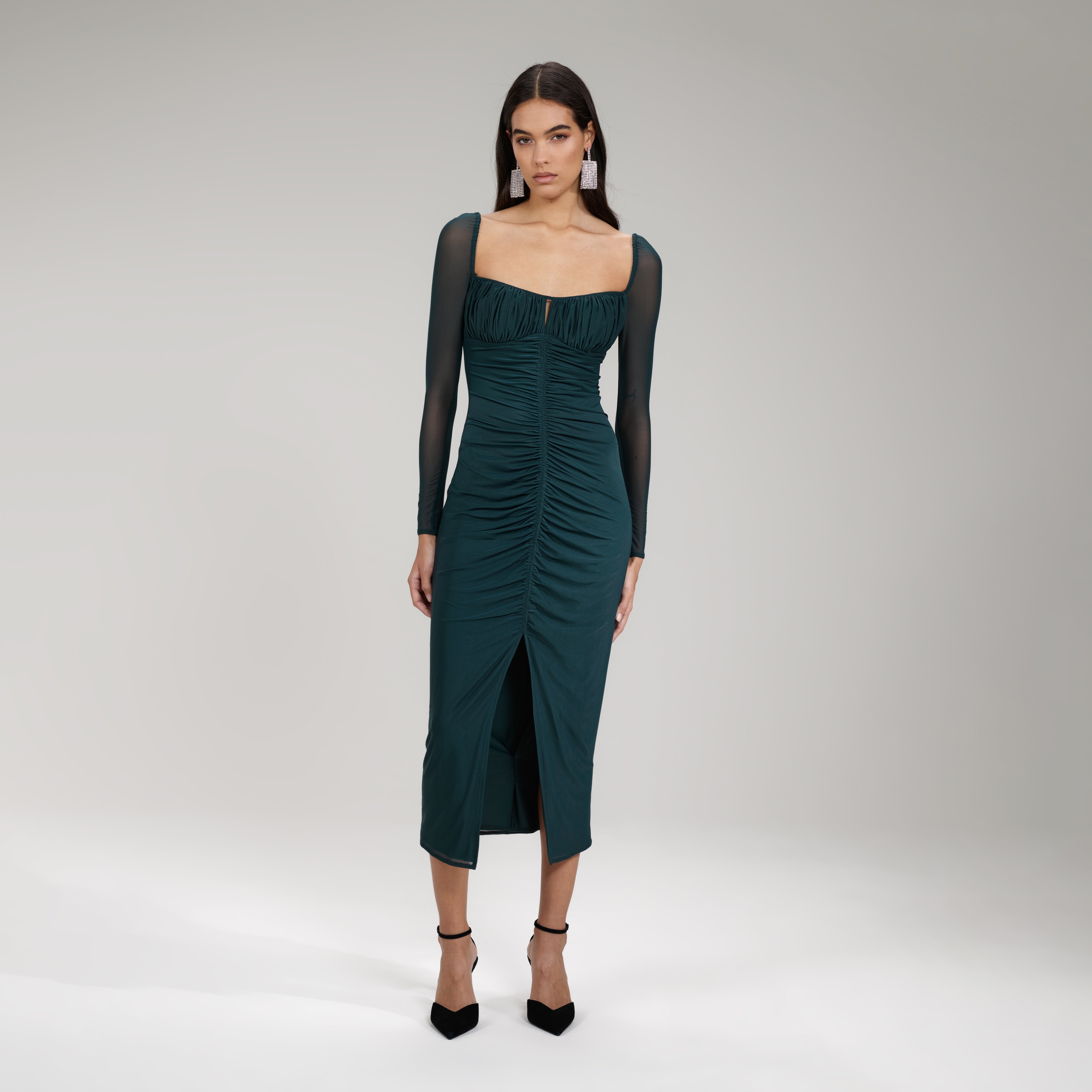 Tessa Ruched Midi Dress - Navy, Fashion Nova, Dresses