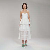 White Cotton Broderie Anglaise Midi Dress