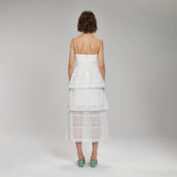 White Cotton Broderie Anglaise Midi Dress