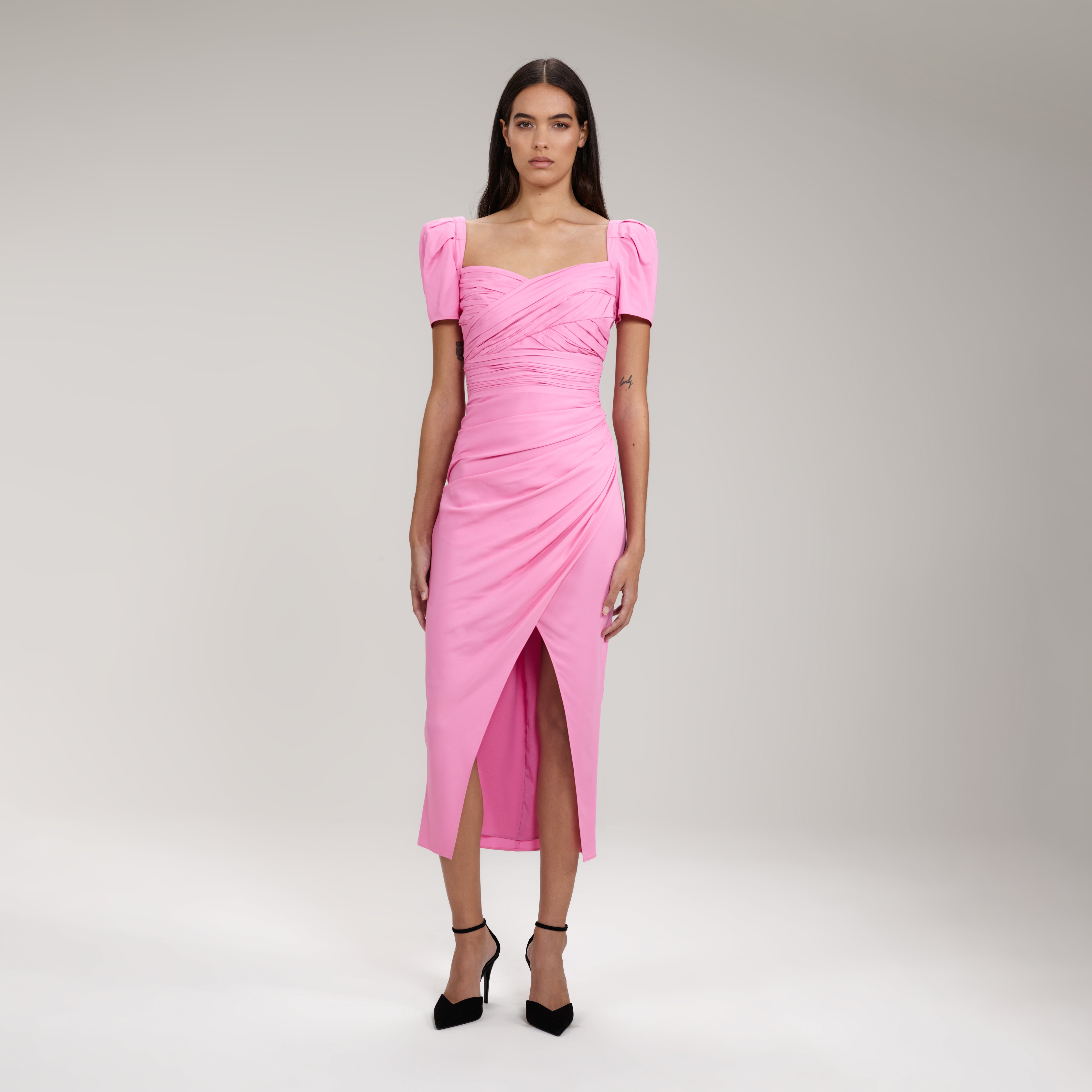 Pink Iris Midi Dress – self-portrait