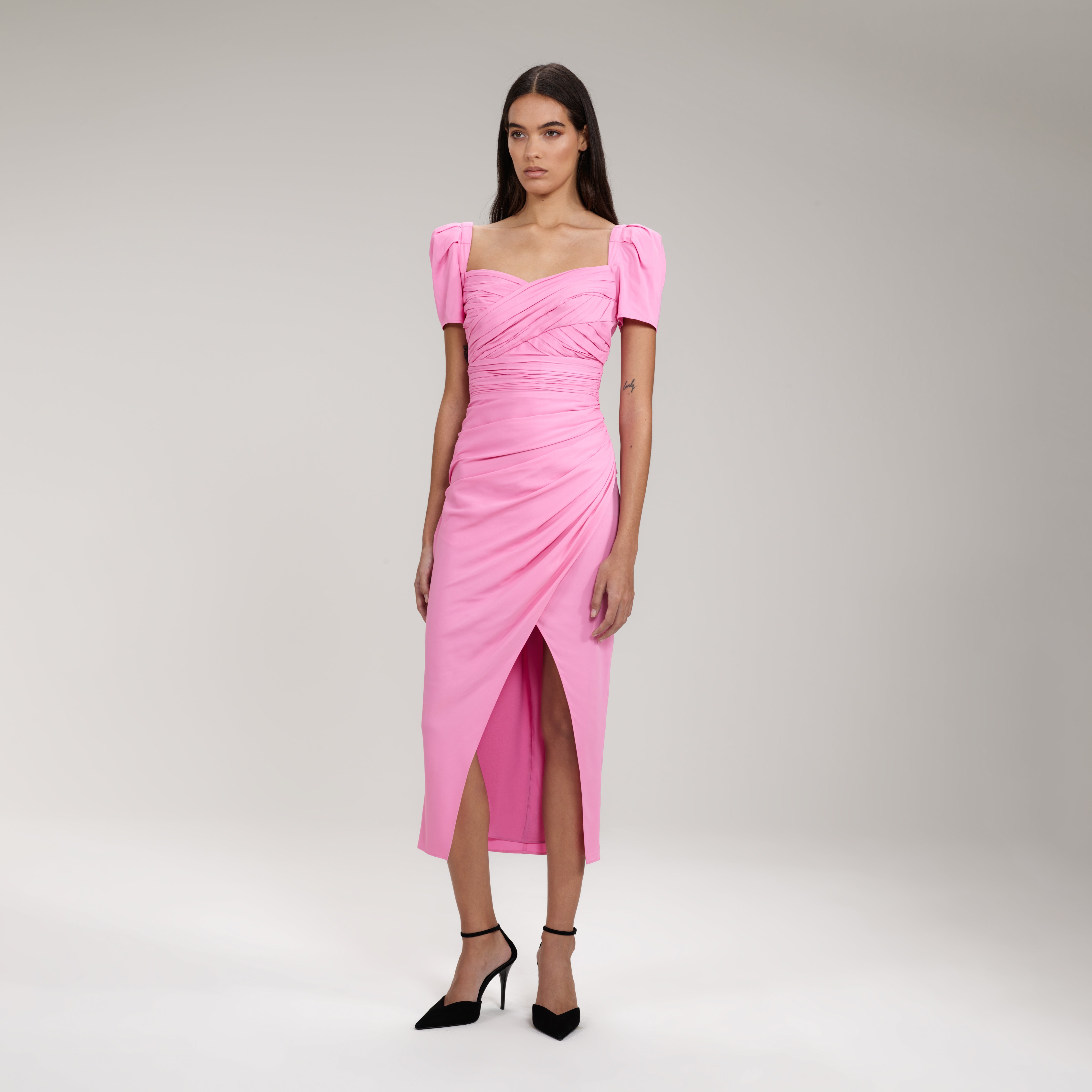 Pink Iris Midi Dress – self-portrait