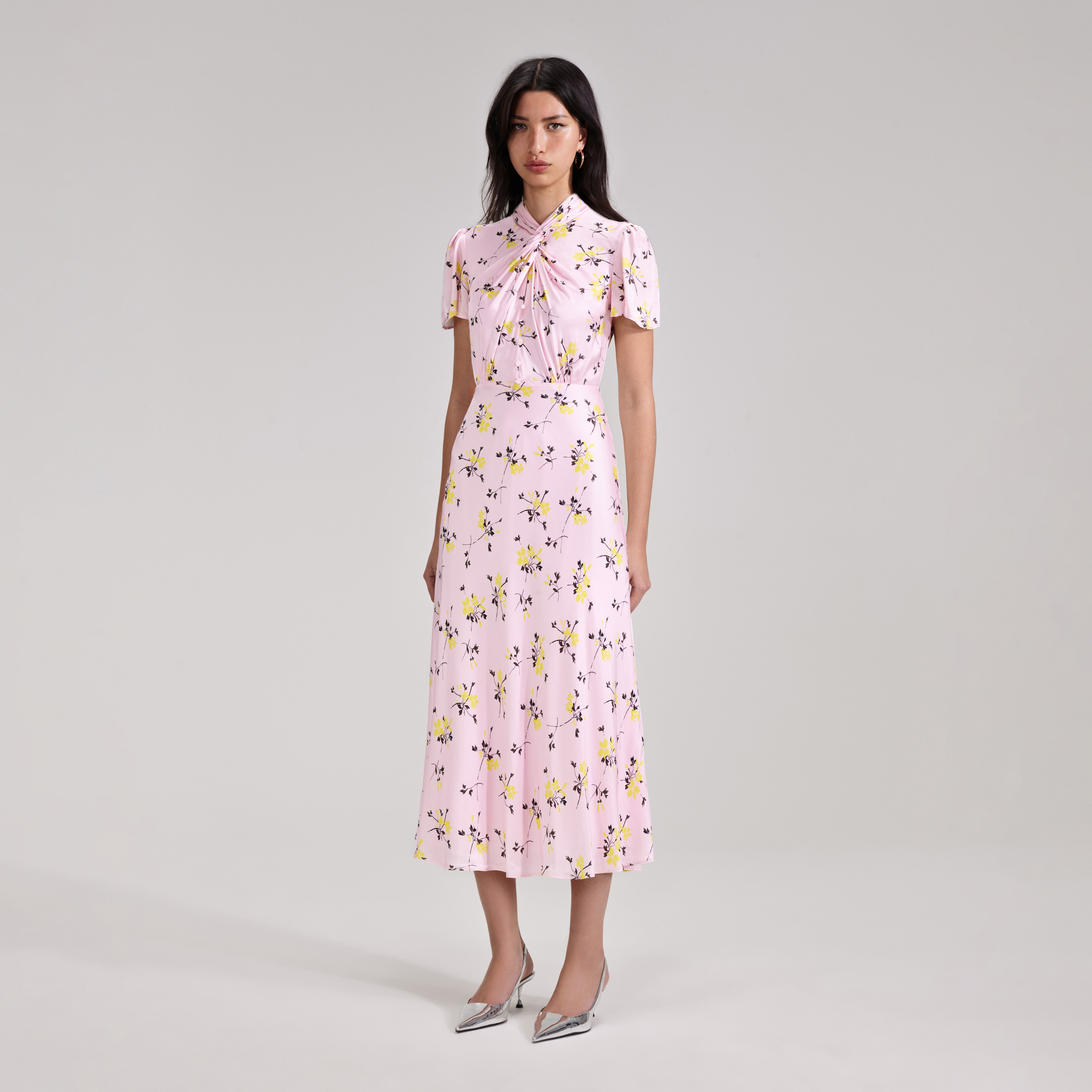 Self portrait hotsell pink midi dress