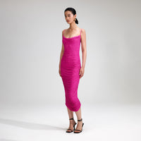 Pink Rhinestone Midi Dress