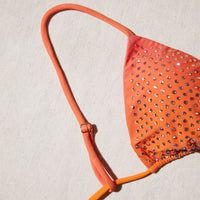 Orange Rhinestone Triangle Bikini Top
