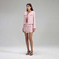 Pink Boucle Crop Jacket