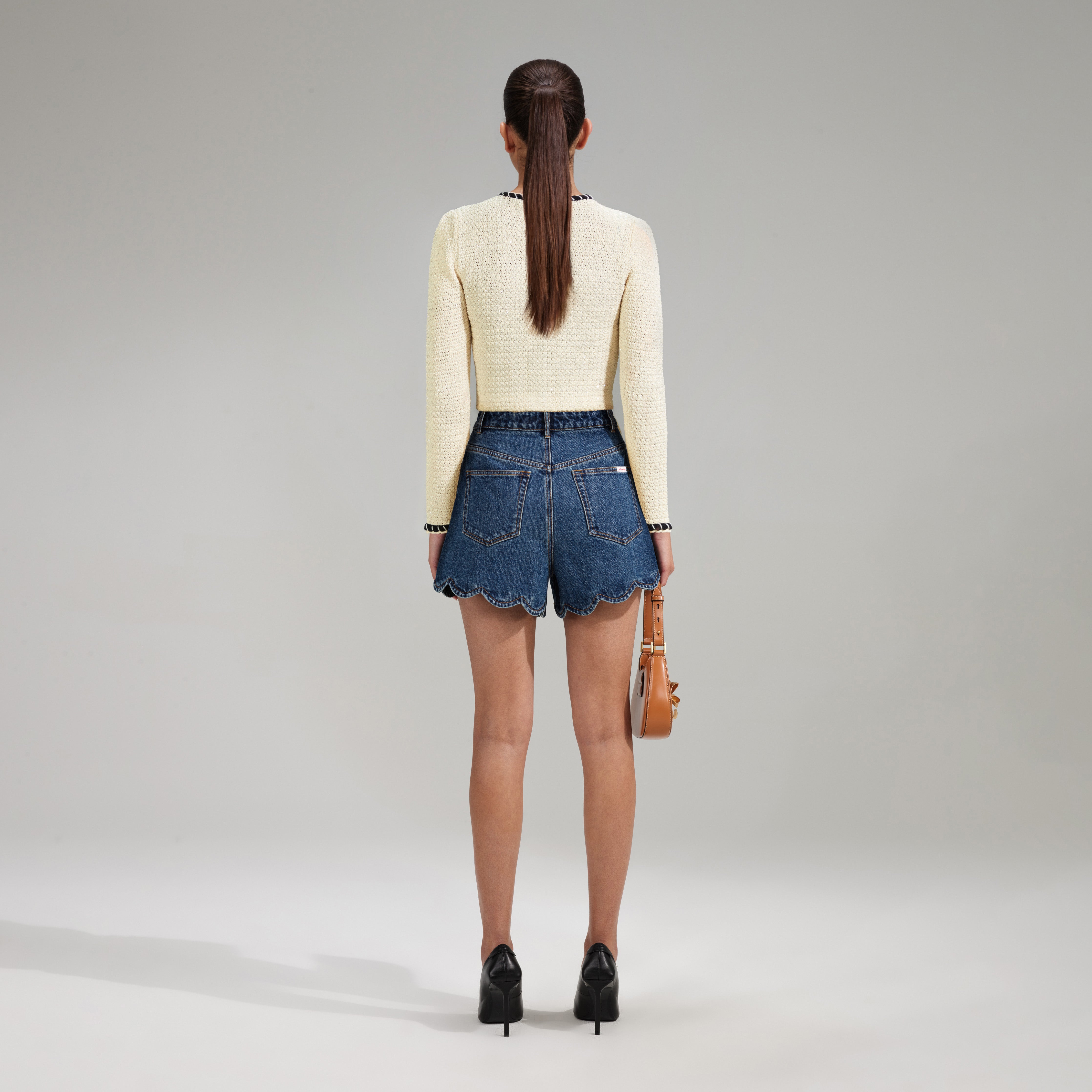 Cream Sequin Knitted Mini Skirt – self-portrait