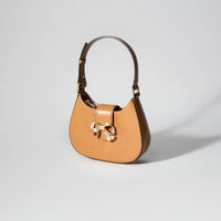 Brown Crescent Bow Mini Shoulder Bag