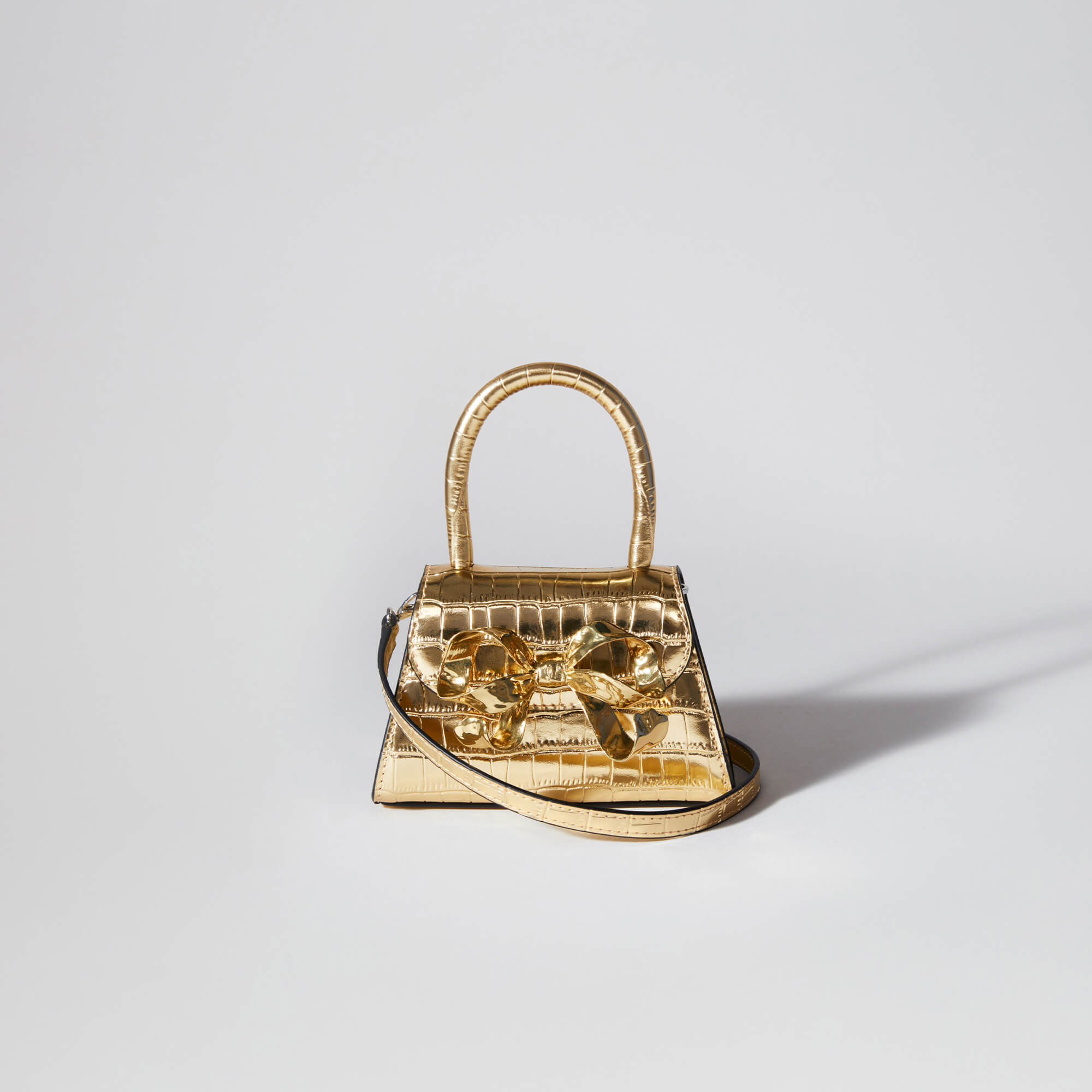 Gold Croc Micro Bow Bag